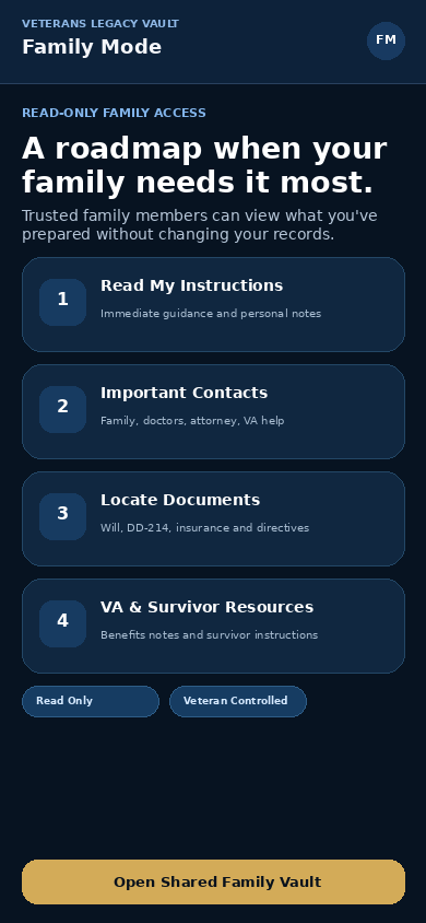 Family access screen